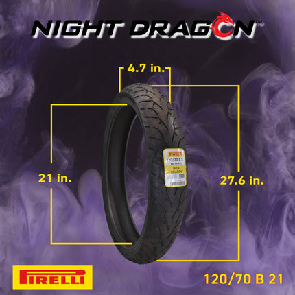 Pirelli Night Dragon 120/70B21 M/C 68H REINFTL Cruiser Motorcycle Front Tire w/ Keychain