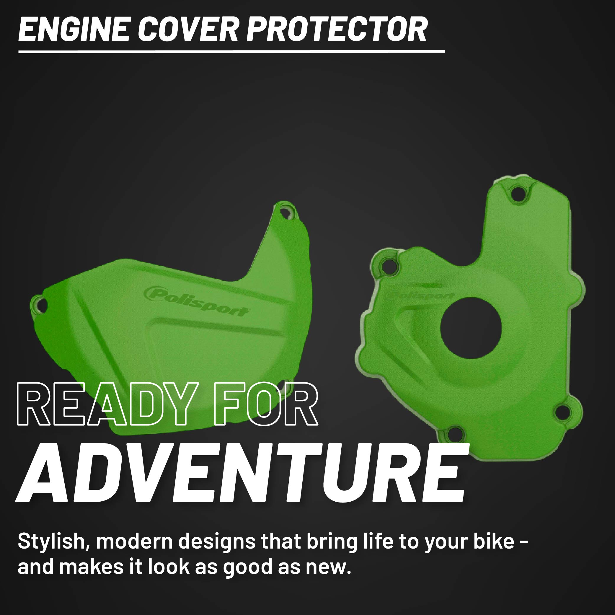 Polisport Clutch and Ignition Cover Protector Kit (Green) - Compatible with Kawasaki KX 250F (2013-2016)