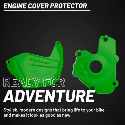 Polisport Clutch and Ignition Cover Protector Kit (Green) - Compatible with Kawasaki KX 250F (2013-2016)