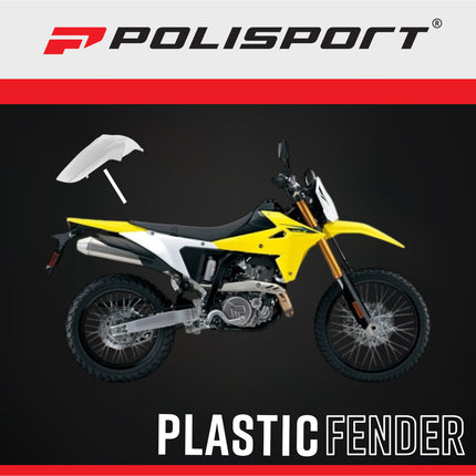 Polisport White Rear Fender Restyling Kit 8559300003 for Suzuki DR-Z400 DRZ400S DRZ400SM 2000-2024 | Modern MX Tail Mudguard Plastics Replacement Upgrade