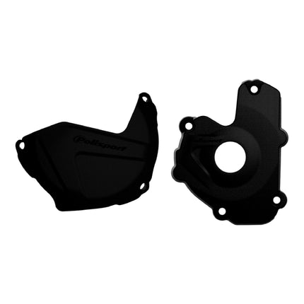 Polisport Clutch and Ignition Cover Protector Kit (Black) - Compatible with Kawasaki KX 250F (2013-2016)