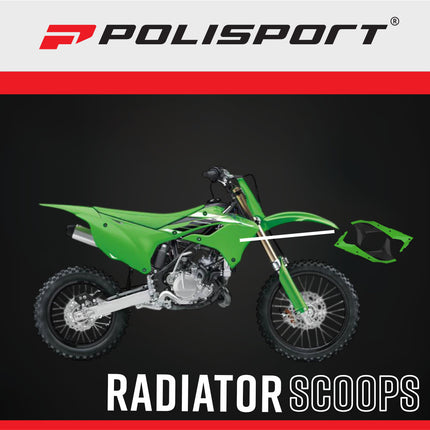 Polisport 8412300001 Radiator Scoops for Kawasaki KX250F 2017-2020 – OEM-Style Durable Green/Black Shrouds for Improved Cooling and Protection