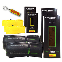 Pirelli Cinturato Velo TLR 28-622 (700 x 28c) Road Bicycle Tire & 23/32-622 Presta P ZERO SmarTUBE - Armour Tech, Clincher Type, Tubeless Ready Bike Tire with Keychain 700x28c(2-Pack Tire & Tubes)