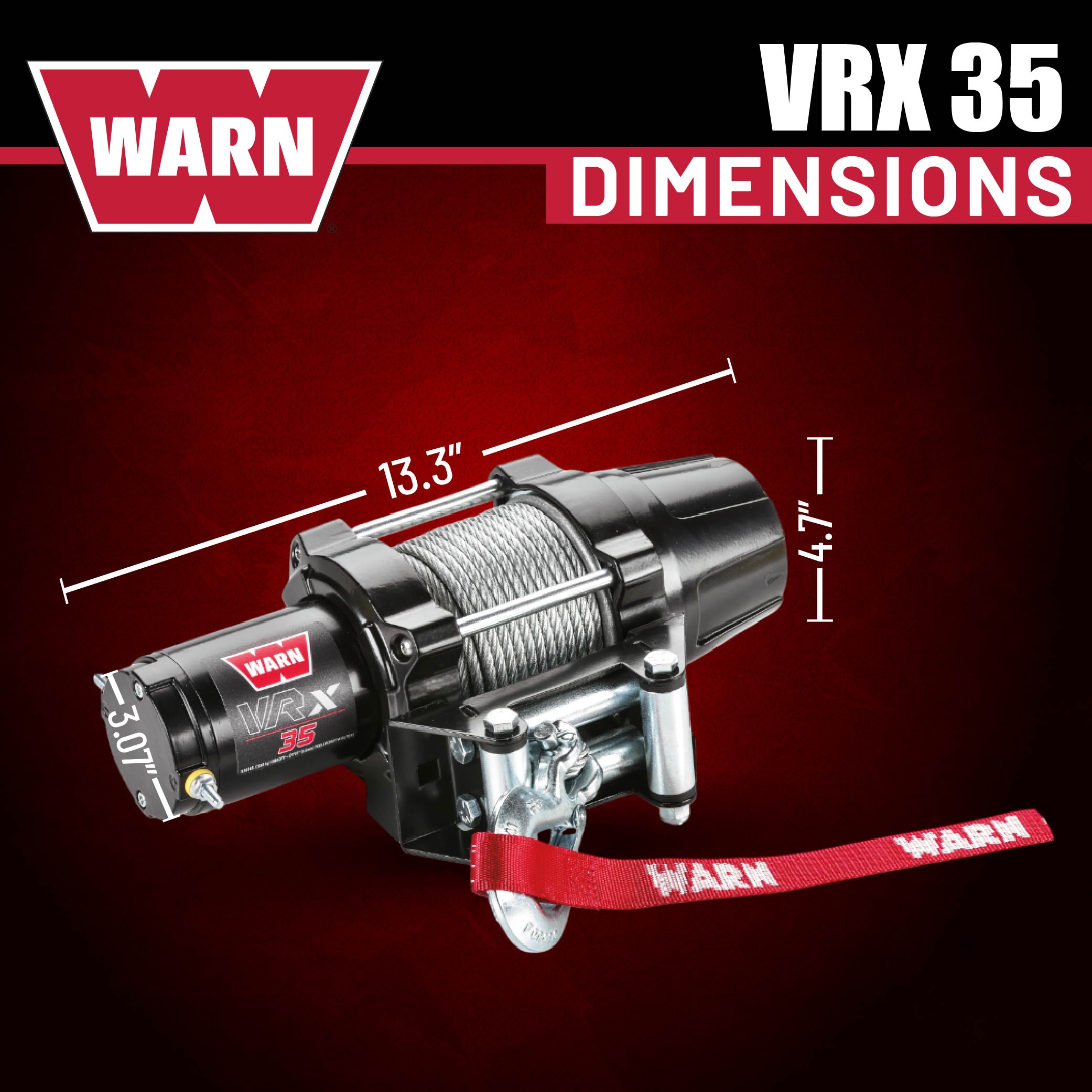 WARN VRX 35 Powersport Winch – 3,500 lb Pulling Capacity, Steel Rope, Sealed Motor, All-Metal Gear Train, Waterproof IP68 Design for ATV/UTV Recovery, Trail Riding & Utility Work
