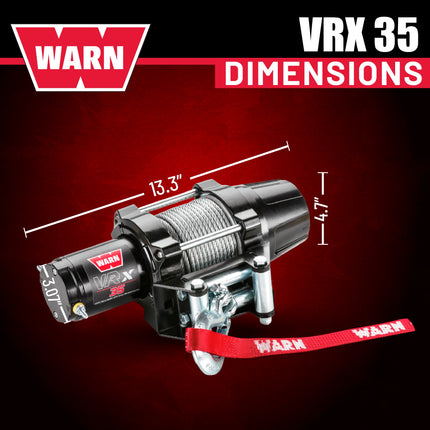 WARN VRX 35 Powersport Winch – 3,500 lb Pulling Capacity, Steel Rope, Sealed Motor, All-Metal Gear Train, Waterproof IP68 Design for ATV/UTV Recovery, Trail Riding & Utility Work