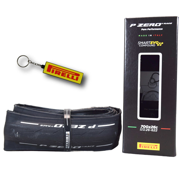 Pirelli P ZERO Race Bike Tire 26-622 (700x26c) - Tube Type Bicycle Tire, Durable All-Round Performance, High Grip, Clincher Tire for Race Cycling - EVO Compound, TechBELT Construction w/Keychain