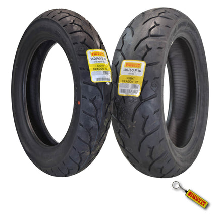 Pirelli Night Dragon 130/90B16 M/C 73H REINFTL Cruiser Motorcycle Front Tire - Superior Traction & Handling for High-Performance Cruisers w/Keychain (130/90B16, 180/60R16)