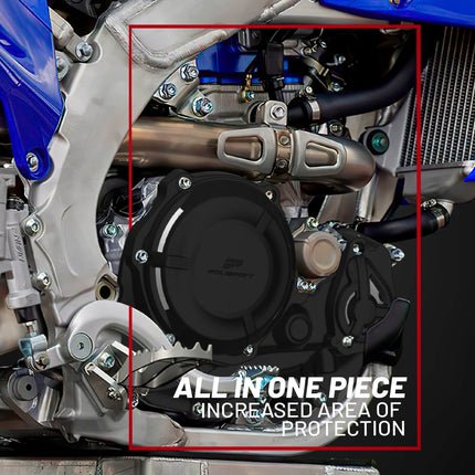 Polisport Motocross Motorcycles (MX) Engine Covers Protector Kit for Yamaha YZ450F (2023-2025)  Dirt Bikes - Clutch, Ignition & Water Pump Cover Protectors - Durable Plastic Guards Against Scratches