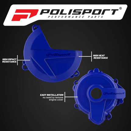 Polisport Clutch and Ignition Cover Protector Kit (Blue) - Compatible with Sherco SE 250/300 (2014-2022)