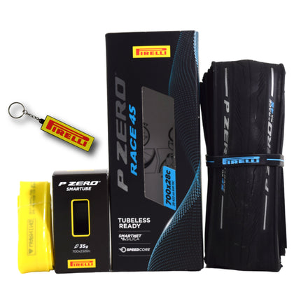 Pirelli P ZERO Race 4S 28-622(700x28c) & SmarTUBE 23/32-622 700C Road Bike Tire & Tube Set-Tubeless Ready, All-Season Performance, High Grip & Durability, Bicycle Tube&Tire Set- w/Keychain