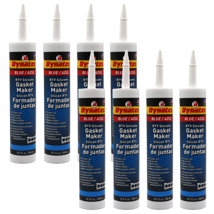Dynatex Blue RTV Silicone Gasket Maker 10.1 oz Caulk Tube - Oxygen Sensor Safe, OEM Specs, Gear Oil Resistant, Oil/Water Resistant, Made in the USA (8-Pack)