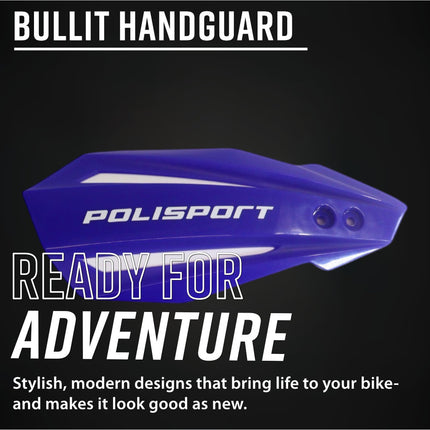 Polisport 8308500068 MX Bullit Handguards Blue Pair for Yamaha YZ/YZF/WR 2026+ Dual Mount Lever & Universal Bar 22-28mm Vented Lightweight Plastic Protection Hands Master Cylinder