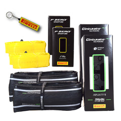 Pirelli Cinturato Velo TLR Reflective 28-622 (700 x 28c) Road Bicycle Tire & 23/32-622 Presta P ZERO SmarTUBE - Armour Tech, Tubeless Ready Bike Tire with Keychain 700x28c(2-Pack Tire & Tubes)