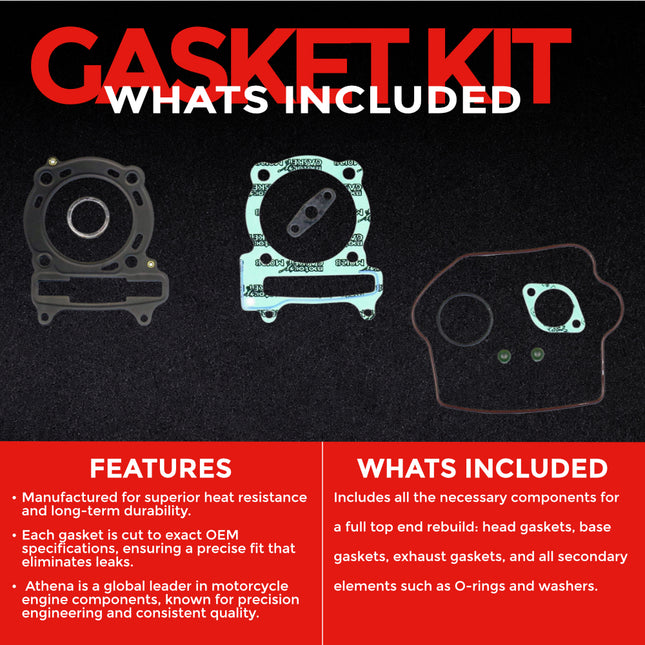 Athena P400250600059 Top End Gasket Kit for Kawasaki KVF 300 Brute Force – High‑Quality Cylinder Head & Top‑End Rebuild Gasket Set for Reliable ATV Performance (Oil Seals Not Included)