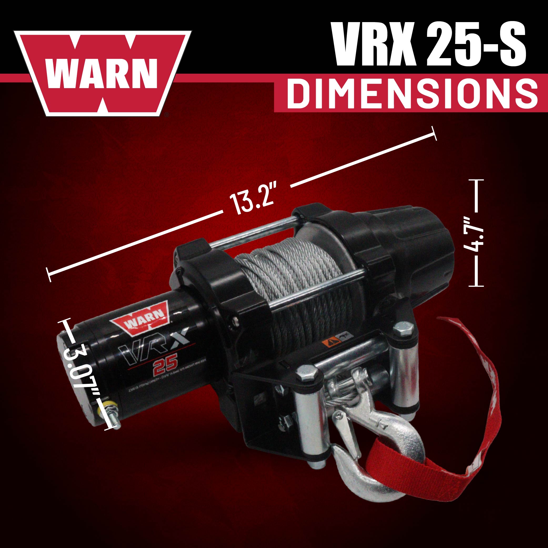 WARN VRX 25 Powersport Winch – 2,500 lb Line Pull Rating, Steel Rope, 12V ATV/UTV Winch with Durable All-Metal Gear Train, Mechanical Brake & Weather-Resistant Design for Powersports Recovery