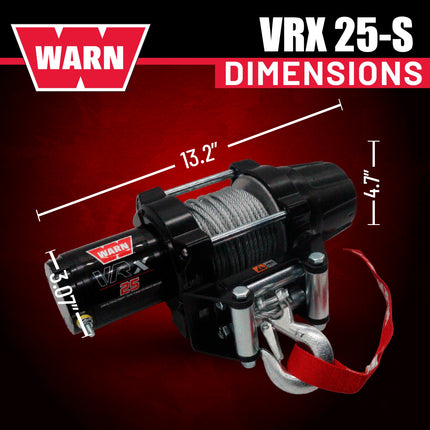 WARN VRX 25 Powersport Winch – 2,500 lb Line Pull Rating, Steel Rope, 12V ATV/UTV Winch with Durable All-Metal Gear Train, Mechanical Brake & Weather-Resistant Design for Powersports Recovery