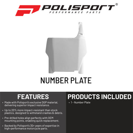 Polisport Motocross (MX) Number Plate for Honda CR125/250/CRF250R/450R (04-07) OEM (2004-2007) – Dirt Bike – OEM Quality, Durable Gloss Polypropylene (DGP), Flexible & Perfect Fit – White