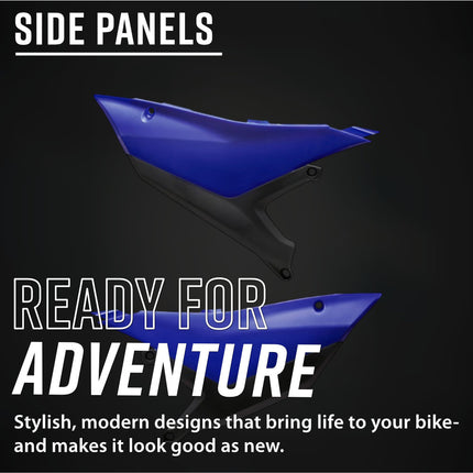 Polisport 8507200001 Motocross (MX) Side Panels for Yamaha YZ450F (2023+) YZ250F (2024+) Dirt Bikes - High-Impact Resistant Technical Plastic with UV Protection, OEM-Style Precise Fit - Blue