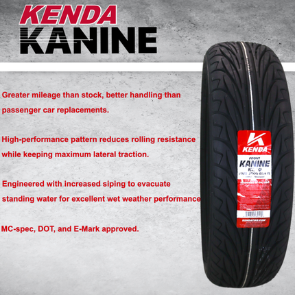 Kenda Kanine KR20 145/60R16 66T 4-Ply Front Tire (KBO-001 04KR2001), Radial Tubeless Tire for Can-Am Spyder and Three-Wheeled Autocycle Applications, DOT and E-Mark Approved, Includes Keychain