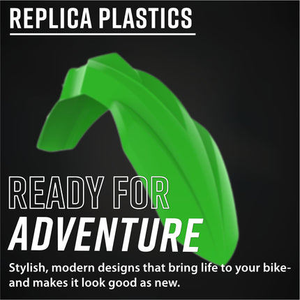 Polisport MX Full Plastic Kit – Fits Kawasaki KX250F 21–23 & KX450F 19–23. Complete Replica Bodywork with Front & Rear Fenders, Radiator Scoops, Side Panels, Number Plate & Fork Guards. OEM Green