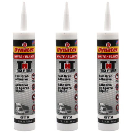 Dynatex Truck N Trailer White Flexible Sealant 10.1 oz Caulk Tube - Ultra Synthetic, Primerless Adhesion, All-Weather, High Strengh, Permanent Elastic Seal (3-Pack)