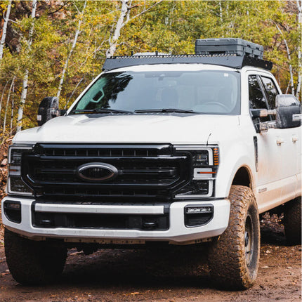 Sherpa 122744 The Storm Half Height Roof Rack for Ford F150 SuperCrew Truck - Full-Length Aluminum, 1/4" Side Panels, Modification Required, Black Textured Powder Coat Finish