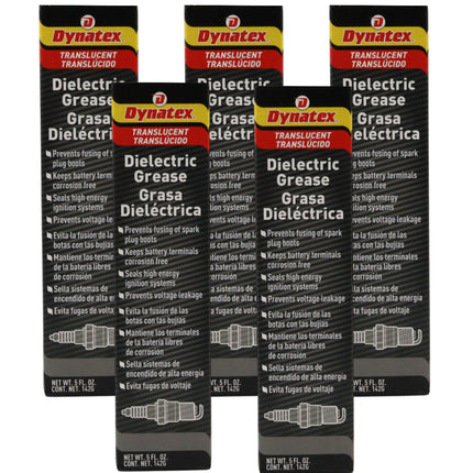 Dynatex Dielectric Grease 5 oz Tube - Silicone-Based, High Temp Vacuum & Water Resistant, Protects Electrical Connections, Non-Hardening (5-Pack)