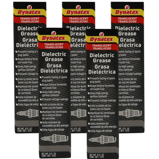 Dynatex Dielectric Grease 5 oz Tube - Silicone-Based, High Temp Vacuum & Water Resistant, Protects Electrical Connections, Non-Hardening (5-Pack)