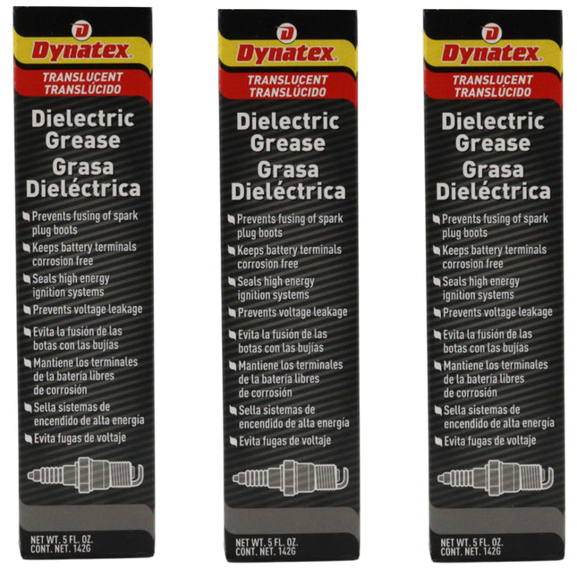 Dynatex Dielectric Grease 5 oz Tube - Silicone-Based, High Temp Vacuum & Water Resistant, Protects Electrical Connections, Non-Hardening (3-Pack)