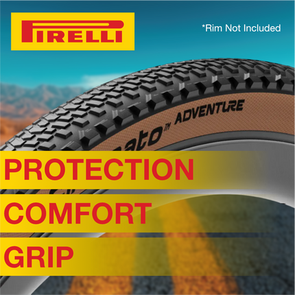 Pirelli Cinturato Adventure Classic Bike Tire 45 622 Tan Wall with Cinturato SmarTUBE 33/45 622 TPU Inner Tube, 60mm Presta Valve Gravel Cycling Maintenance Set, Comes with a Bonus Keychain