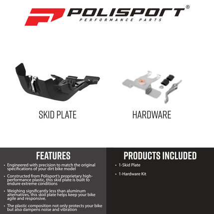Polisport 8476400001 Fortress Skid Plate with Link Guard Fits Honda CRF450R 2021 On & CRF250R 2022 – Black Heavy Duty Protection for Frame, Engine & Linkage