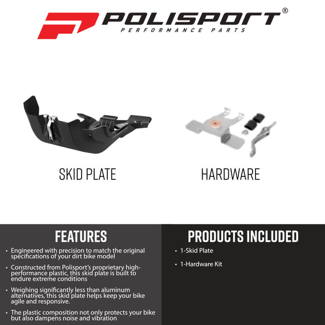 Polisport 8476400001 Fortress Skid Plate with Link Guard Fits Honda CRF450R 2021‑On & CRF250R 2022 – Black Heavy‑Duty Protection for Frame, Engine & Linkage