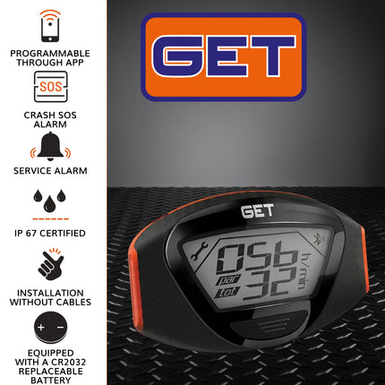 GET GK-GETHM-0001 Smart SOS Wireless Hour Meter & Crash Alert System, Bluetooth Engine Hour Counter with GPS Emergency Notifications, Maintenance Tracking, IP67 Waterproof for Dirt Bikes, ATV & UTV