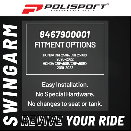 Polisport Motocross Motorcycles (MX) Swingarm Protector for Honda CRF250R (2020-2022), CRF250RX (2020-2022), CRF450R (2019-2022), CRF450RX (2019-2022) Dirt Bikes - Black