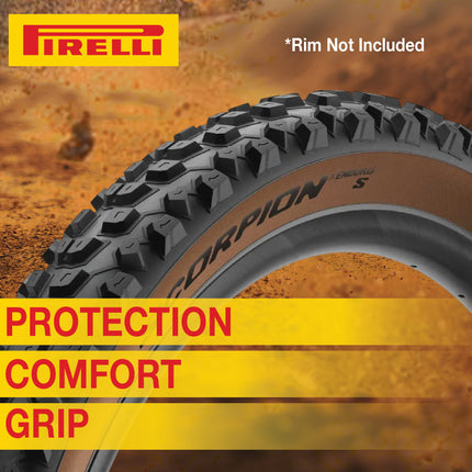 Pirelli Scorpion Enduro S Classic Tan 65-622 (29x 2.6) MTB Bicycle Tire  - Designed for Demanding Natural, Hardpacked, & Loose Courses, 60TPI and Hard Wall Casing- Mountain Bike Tire w/Keychain