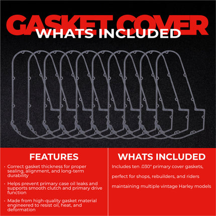 Athena S410195149021 Primary Cover Gasket for Harley 1340cc Shovelhead (1981‑1988) – .030" Primary Cover Gasket, Bulk 10‑Pack