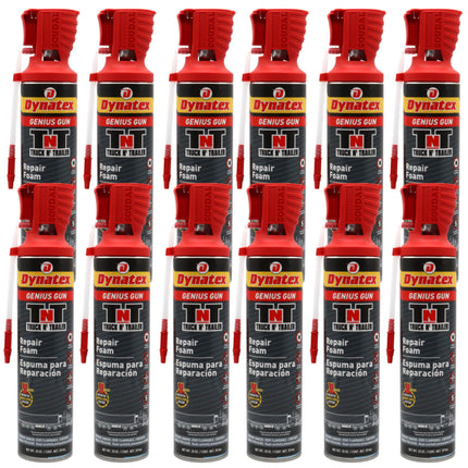 Dynatex Truck N Trailer Repair Foam 20 oz Can w/ Genius Gun - Low Pressure Expansion, Sound & Thermal Insulation, Reusable Up to 6 Weeks (12-Pack)