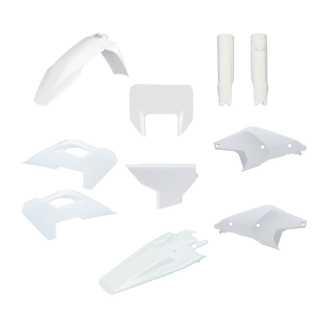 Polisport 91647 Full Plastic Kit with Mask for Husqvarna TE/FE 2024+ – White – Complete Replica Bodywork w/ Front & Rear Fenders, Side Panels, Airbox, Headlight Mask, Radiator Scoops & Fork Protectors