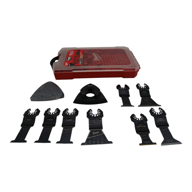 Milwaukee 49-10-9215 Oscillating Multi-Tool Blade Kit, 15-Piece, Carbide Teeth, Bi-Metal & HCS Wood Blades, 3-1/2 in. Triangle Sanding Pad, Sandpaper, Modular Storage Case, Universal Fit