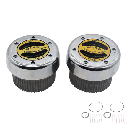 WARN 38826 Premium Manual Locking Hubs for Dana 50 & 60 Series Axles – 30-Spline, Internal Mount, Chrome Finish – Heavy-Duty All-Metal Construction – Set of 2