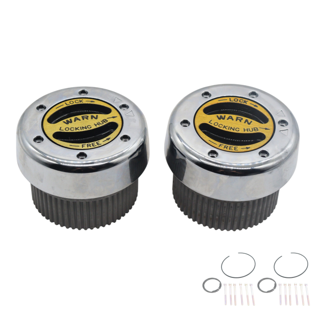 WARN 38826 Premium Manual Locking Hubs for Dana 50 & 60 Series Axles – 30-Spline, Internal Mount, Chrome Finish – Heavy-Duty All-Metal Construction – Set of 2