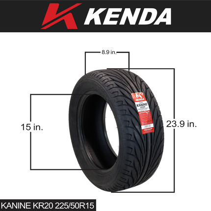Kenda Kanine KR20 225/50R15 84H 4-Ply Rear Tire (KBO-001 042015002A1), Radial Tubeless Tire for Can-Am Spyder and Three-Wheeled Autocycle Applications, DOT and E-Mark Approved, Includes Keychain