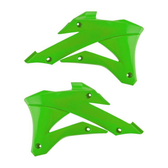 Polisport Motocross (MX) Radiator Scoops for Kawasaki KX85 (2022->) - Dirt Bike - OEM Quality, Durable Gloss Polypropylene (DGP), Flexible & Perfect Fit - Green