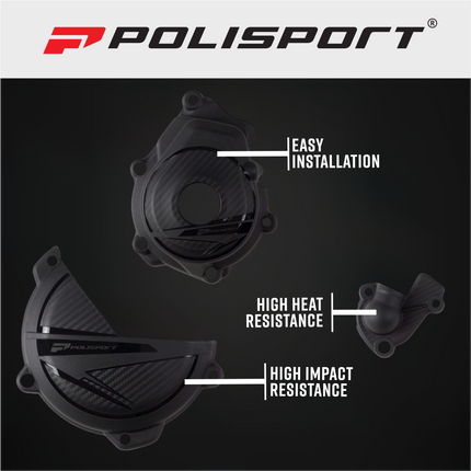 Polisport (91370) Engine Covers Protection Kit for GasGas EC 250/300 21-23 PA6 Clutch & Ignition Cover Guards, Impact & Abrasion Resistant - Easy Install