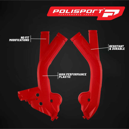 Polisport Motocross (MX) Motorcycle Frame Protector for Beta RR/X-Pro 2T/4T (2024-2026) Dirt Bikes- OEM Quality for Superior Fit & Durable Protection, Easy Installation - Red