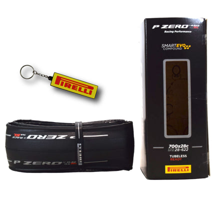 Pirelli P ZERO Race TLR SL 28-622 (700x28c) Road Bike Tire - Tubeless Ready, Super Lightweight, High-Performance Bicycle Tire for Road Racing & Training – Foldable, SmartEVO Compound w/Keychain