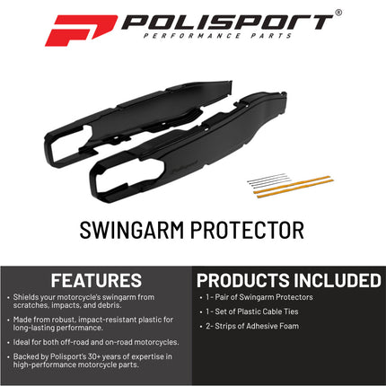 Polisport Motocross Motorcycles (MX) Swingarm Protector for GasGas EC 250/300 (2017-2020), XC 250/300 (2017-2020), Rieju MR 250/300 (2021-2026) Dirt Bikes - Black