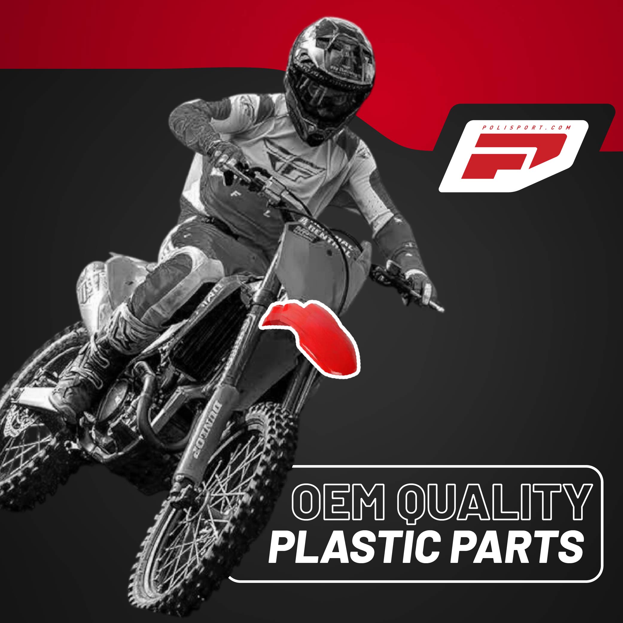 Polisport Motocross (MX) Replica Plastic Kit for Honda CRF 50F (2004-25) Dirt Bike – OEM Quality, Durable, Flexible & Perfect Fit – Red/White