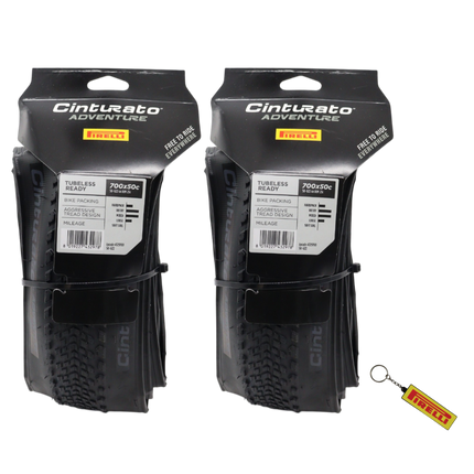 Pirelli Cinturato Adventure 50 622 (700x50c) Black Gravel Bike Tire 2 Pack   Tubeless Ready Bikepacking Tires with ProWALL Protection & Bonus Keychain