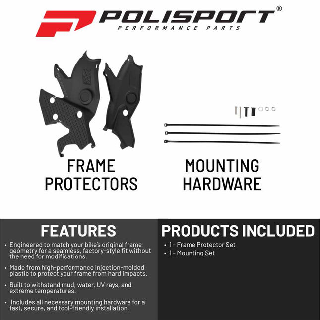 Polisport Motocross (MX) Motorcycle Frame Protector for Ténéré 700 (2019-2026) Dirt Bikes- OEM Quality for Superior Fit & Durable Protection, Easy Installation - Black